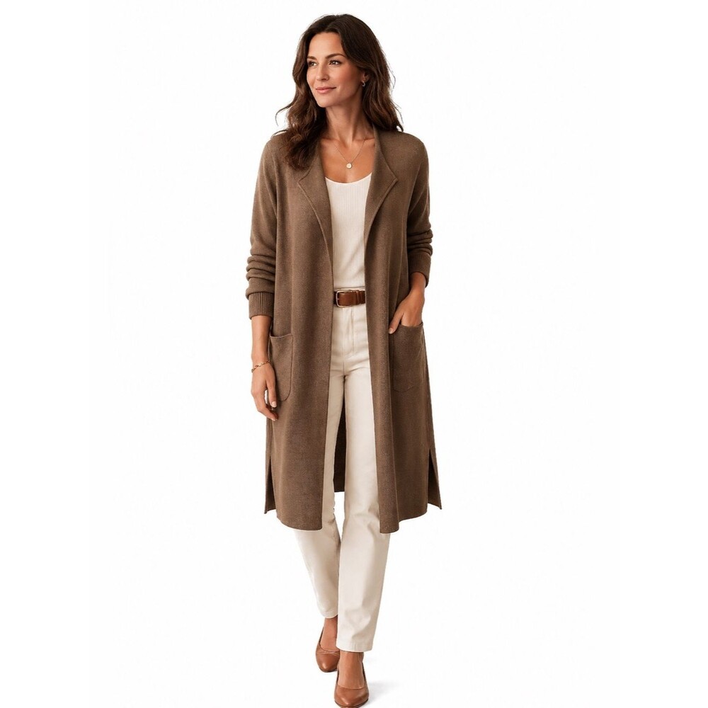 J.Crew Juliette Collarless Sweater Blazer Linen Blend Duster Cardigan S